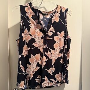 Floral Sleeveless Top - Black and Pink
